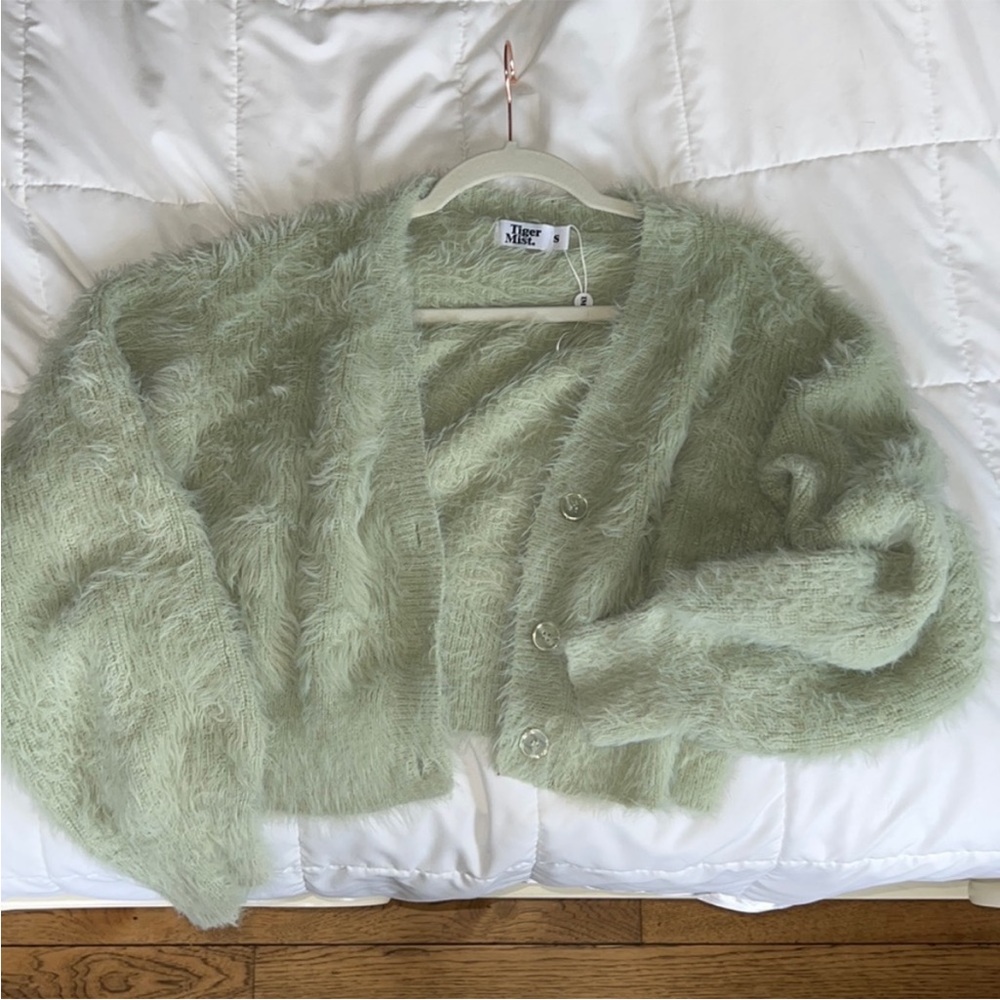 Tiger Mist fuzzy cardigan